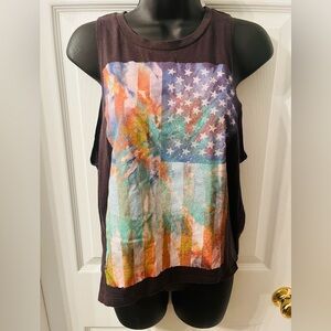 Billabong Muscle Tank Top Tye Dye American Flag Graphic Design Sz Small